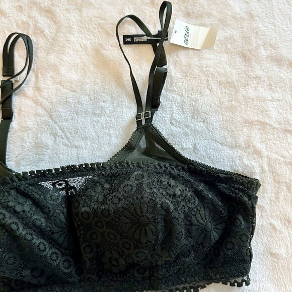 NWT Aerie Dark Green Real Power Wireless Push Up Joy Convertible Lace Bra - 36C - Picture 4 of 7